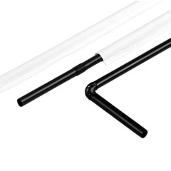 200-500PCS flexible plastic straws, black disposable curved party straws 8.26…