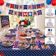 87PCS 250th Anniversary Decorations Set, America 250 for Blue