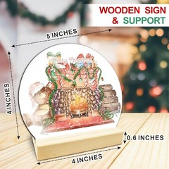 Christmas Fireplace Table Wooden Decor – Merry Christmas Crystal Ball Plaque Wit