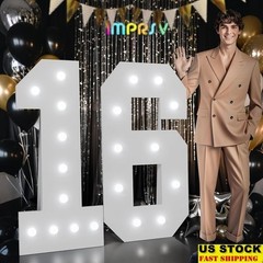 4ft Light Up Number 16 Birthday Decorations Marquee Foam Board Party Decor New