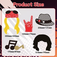 18 Pcs Rock and Roll Party Decorations Music Note Guitar Star Photo Booth Pro…