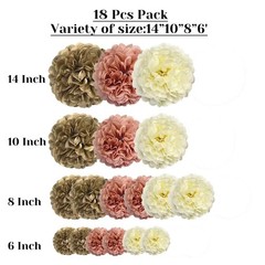 18 Pack Birthday Party Decorations Blush Pink Tissue Paper Pom Poms Flower