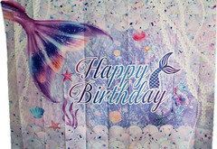 Happy Birthday Mermaid Tail Photo Backdrop 82 X 59 Party Supplies Princess Decor