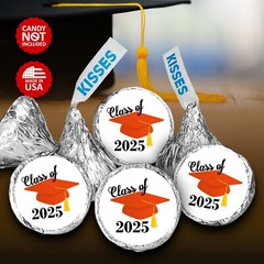 216 Yellow Graduation Party Cap Class of 2022 Favor Kisses Stickers Labels Sti
