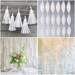 6 Rolls White Crepe Paper Streamers 738 FT Birthday Wedding Party Decor