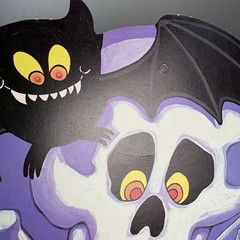 VTG Eureka Halloween Skeleton Pumpkin Bat Decoration Paper Die Cut 2 Sided