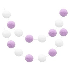 2pcs Pom Pom Garland 6.6 Ft 30 Balls for Crafts Decor(White, Light Purple)