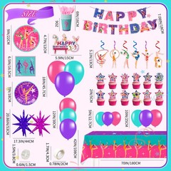 Gymnastics Party Decorations Sport Birthday Supplies Balloons Plates Tablecloth