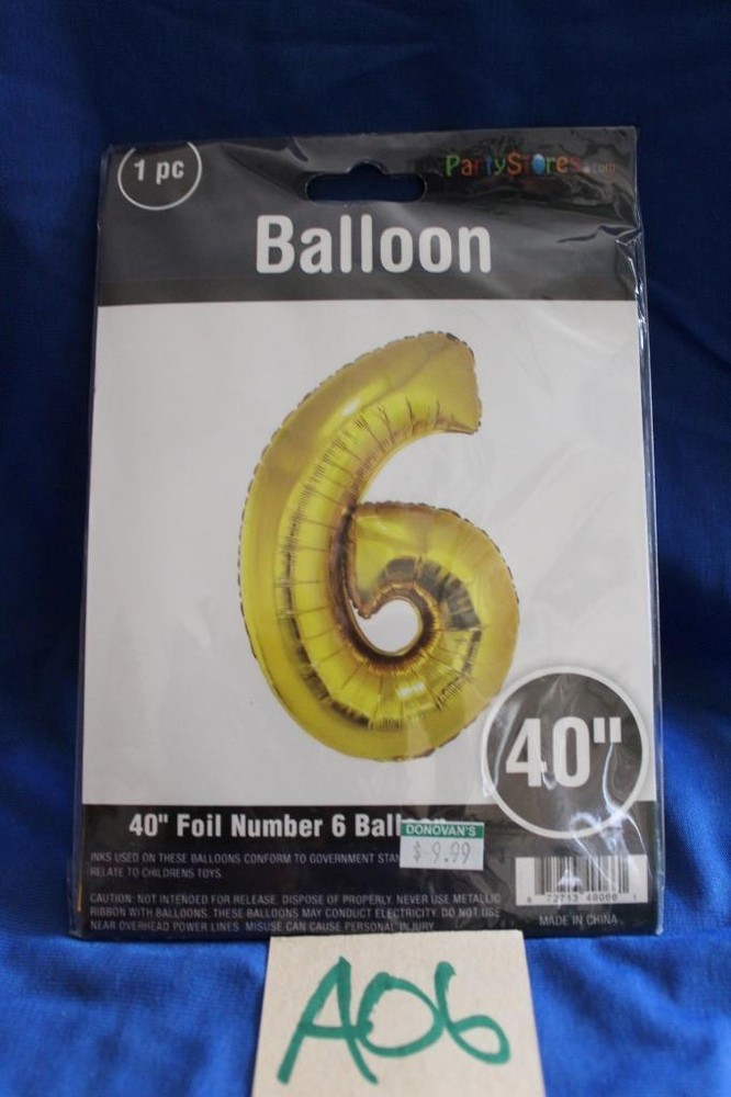 A06G PARTYSTORES.COM 40″ GOLD FOIL NUMBER «6» PARTY BALLOON
