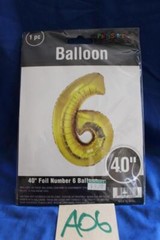 A06G PARTYSTORES.COM 40″ GOLD FOIL NUMBER «6» PARTY BALLOON
