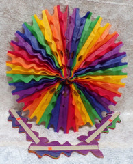 4 PAPER PARTY HANGING DECORATION 26″ FAN COLORFUL RAINBOW FIESTA ROSETTE FLOWERS