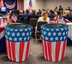 Patriotic Flag Design Plastic Trash Can Slip Cover July 4th 31″H x 71″circ #805