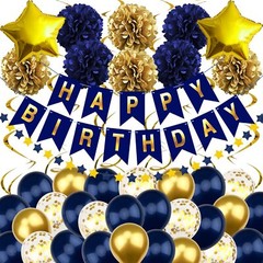 Birthday Decorations for Men Navy Blue and Gold Happy Birthday Decorations wi…