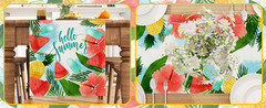 Watercolor Pineapple Watermenlon Summer Table Runner Summer Hawaiian Party