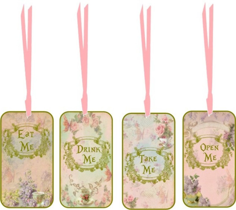 ALICE IN WONDERLAND SHOWER BIRTHDAY PARTY EAT ME DRINK ME TAKE ME PARTY FAVORS