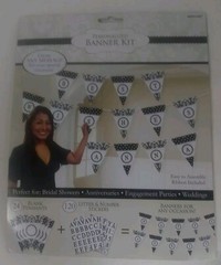 Party Banner Kit Personalized Amscan Black White Polka Dots Floral Scroll Create