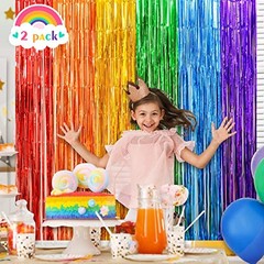 Rainbow Party Decorations, 2 Pack 3.3×6.6ft Cartoon Birthday 2 PACK
