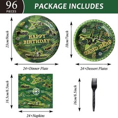 Army Camouflage Birthday Tableware Set – 96 Pcs for Military Theme Celebrations