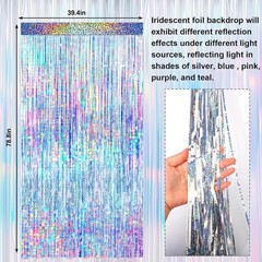 4 Packs Silver Foil Fringe Curtain, Silver Glitter Metallic Tinsel Backdrop f…