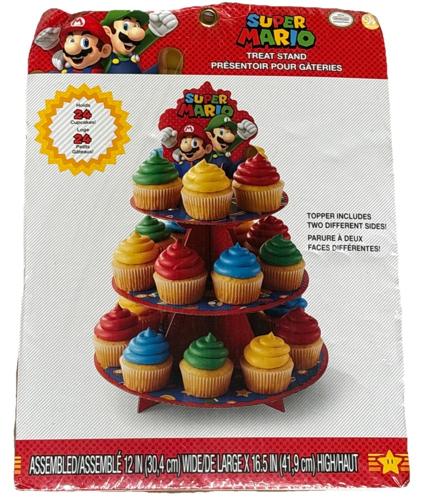 Super Mario & Luigi Cupcake Treat Stand Wilton Nintendo Holds 24 Cupcakes Sealed