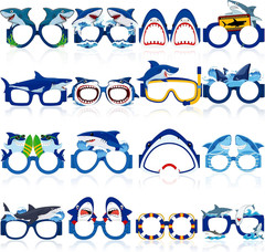 64Pcs Shark Paper Glasses Party Decorations for Adults Bulk, under the Sea Ocean