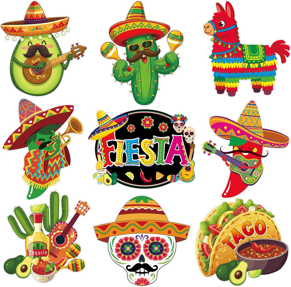 Large 11″X14″ Cinco De Mayo Decorations Cutouts Set, 9 Sheets Mexican Fiesta Pap