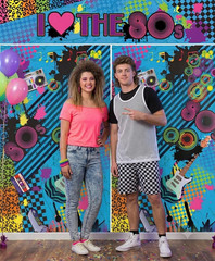 I love 80s Party 3pc Backdrop retro theme photo booth fun accessory decor banner