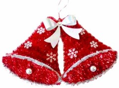 Large Twin Bells Front Door Hanging Tinsel Christmas Wall Decorations Santa Gift