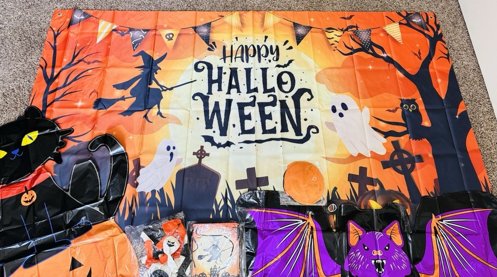 67 Pcs Happy Halloween Party Decoration Halloween Bat Supplies Pumpkin Balloons