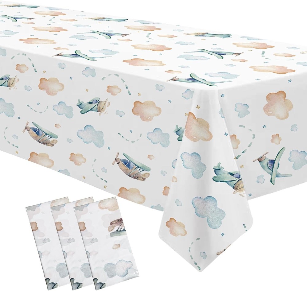 Airplane Party Decorations Tablecloth for Baby Shower Birthday – Disposable