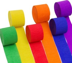 6 Rolls 492ft Rainbow Crepe Paper Streamers 6 Colors