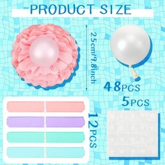 96 Pcs Mermaid Shell Party Decorations Include Pastel Tissue Paper Pom Poms a…
