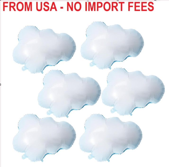 6 Pcs Cloud Balloons Large Aluminum Foil Blue Edge White Clouds Party Decor for