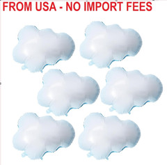 6 Pcs Cloud Balloons Large Aluminum Foil Blue Edge White Clouds Party Decor for