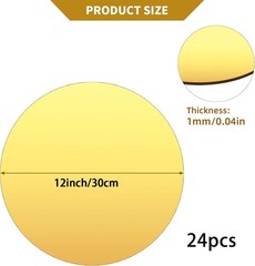 24 PCS 12 Inch Gold Round Flat Circle Mirror Tray Plate Table Centerpiece