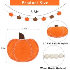 DAZONGE Fall Decor, Fall Decorations for Home, Felt Pumpkin Garland and Wood