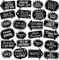 24 Pieces Photo Booth Props Birthday with Stick Happy Birthday Weddings Graduati