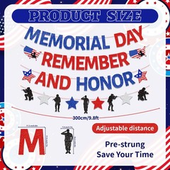 NO-DIY Memorial Day Decorations, Glitter Memorial Day Banner Remember And Hon…