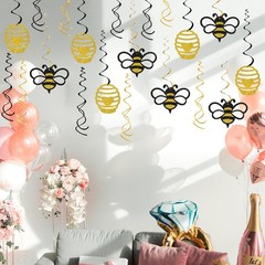 Honey Bumble Bee Hanging Swirl Decorations – Glitter 22 Pcs Bee Baby Shower P…