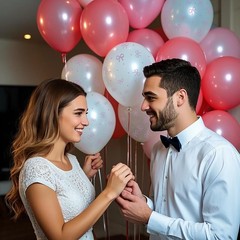 50Pcs Pink & White Bow Balloon Set, 12Inch Latex Balloons,Perfect for Birthda…
