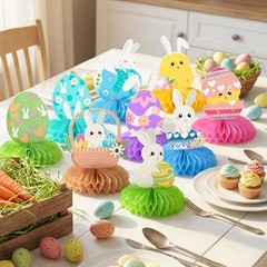 Pack of 9 Pre Assembled Rabbit Honeycomb Decoration Easy Setups Party Supplies