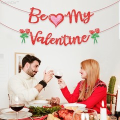 Red Glitter ‘Be My Valentine’ Banner – 10 Feet, No DIY | Valentine’s Day Decor