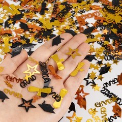 Orange and Black Graduation Confetti 2025, 1000 Pcs Grad Confetti Class of 20…