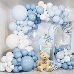 Dusty Blue Balloon Arch Kit, 138PCS Blue and White Balloon Garland Arch Kit w…