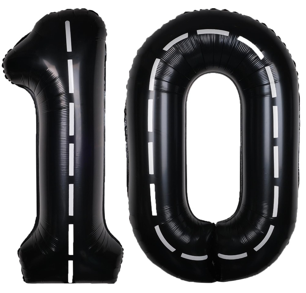 Race Car 40Inch Black 10 Balloon Number Large Helium Race Track 0-9 Giant Dig…