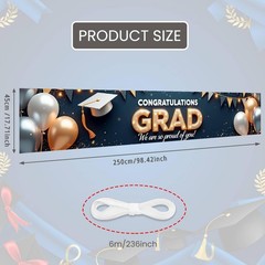 Graduation Banner 2026 Gold and Navy Blue Congrats Grad Banner Class of 2026 De.