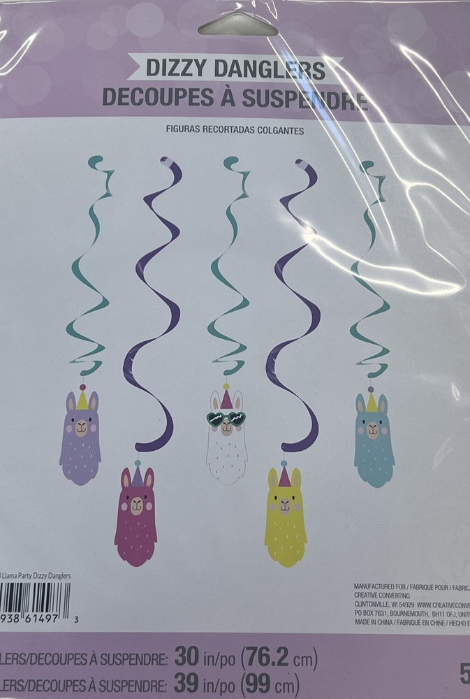 Blue and Purple Llama Dizzy Danglers 39″