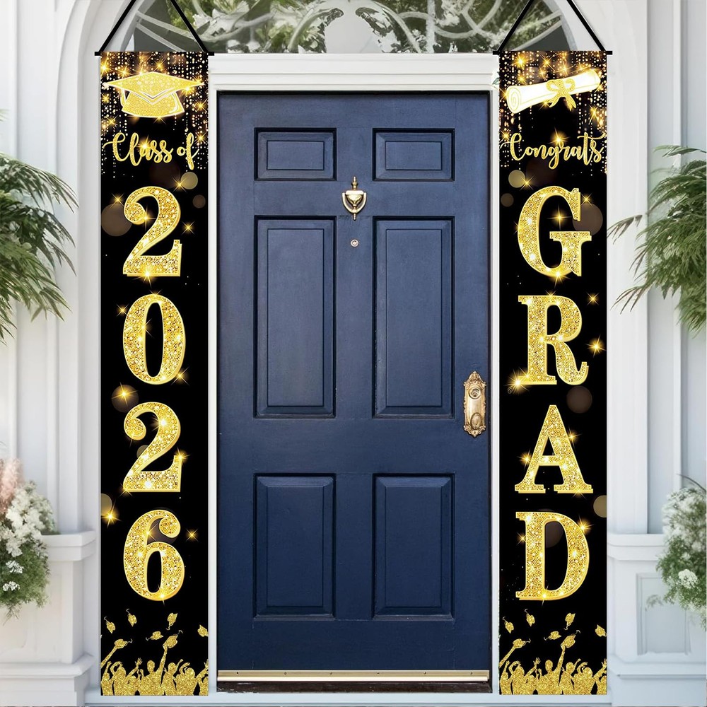 2026 Graduation Decorations Porch Banner Outdoor 72 inches x 12 inches, gold