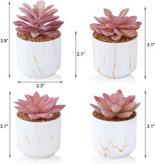 ZENIDA Succulent Artificial Plants,Cute Fake 2.2″ x 2.4″ x 3.3″, White