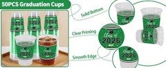 50Pcs Graduation Decorations 2026 Disposable Graduation Cups Congrats Grad Class
